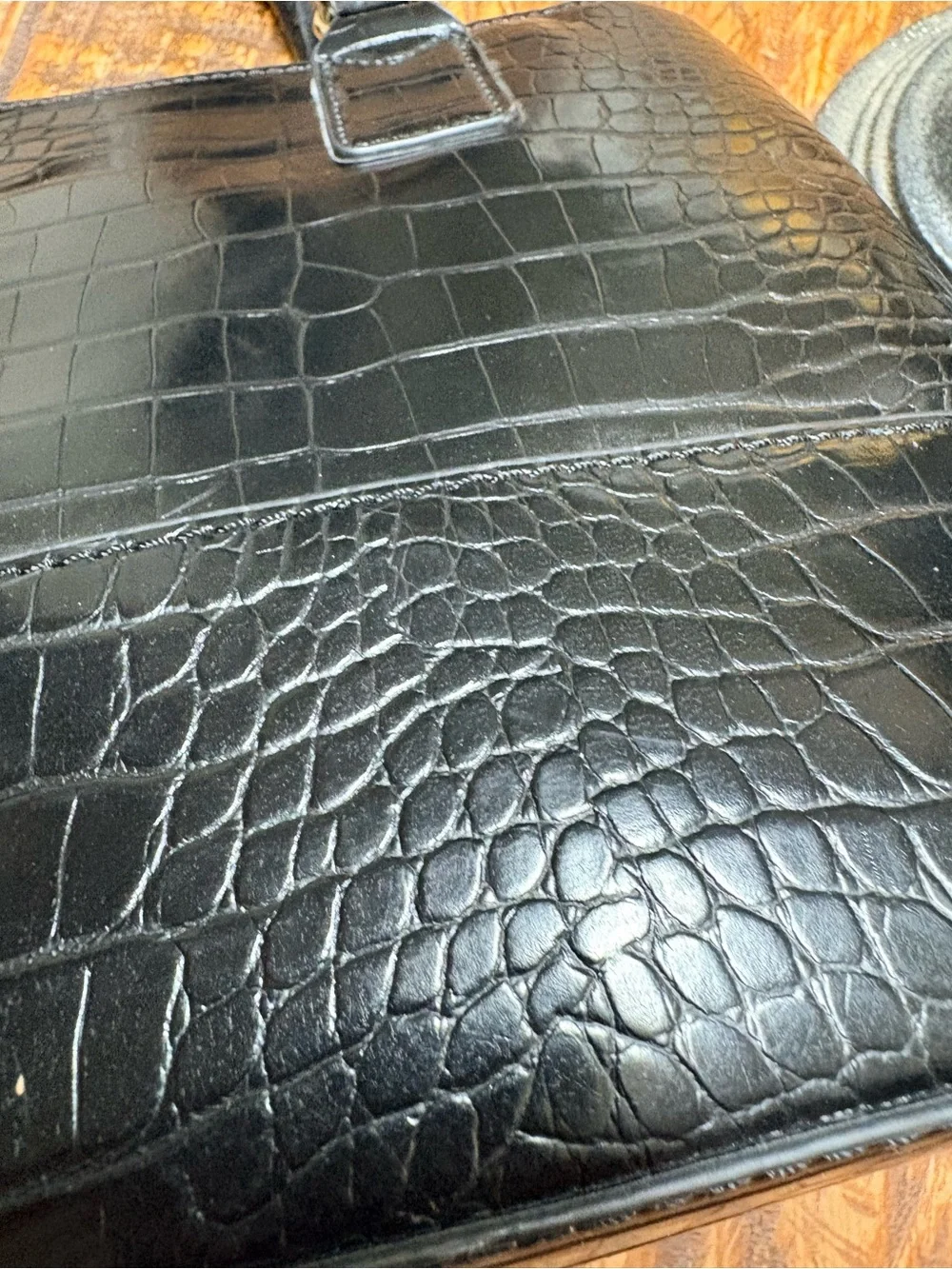 ALDO Limiaa Croc-Embossed Satchel Tote Bag in black 11.5”X12.5”